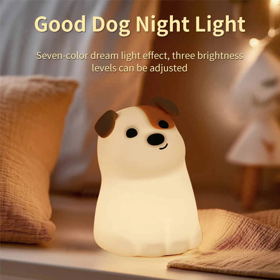 Colorful LED Night Light Dog Cat Capibara Silicone Lamp Timing Bedside Nightlight Decor For Kids Boys Birthday Gift Rechargeable