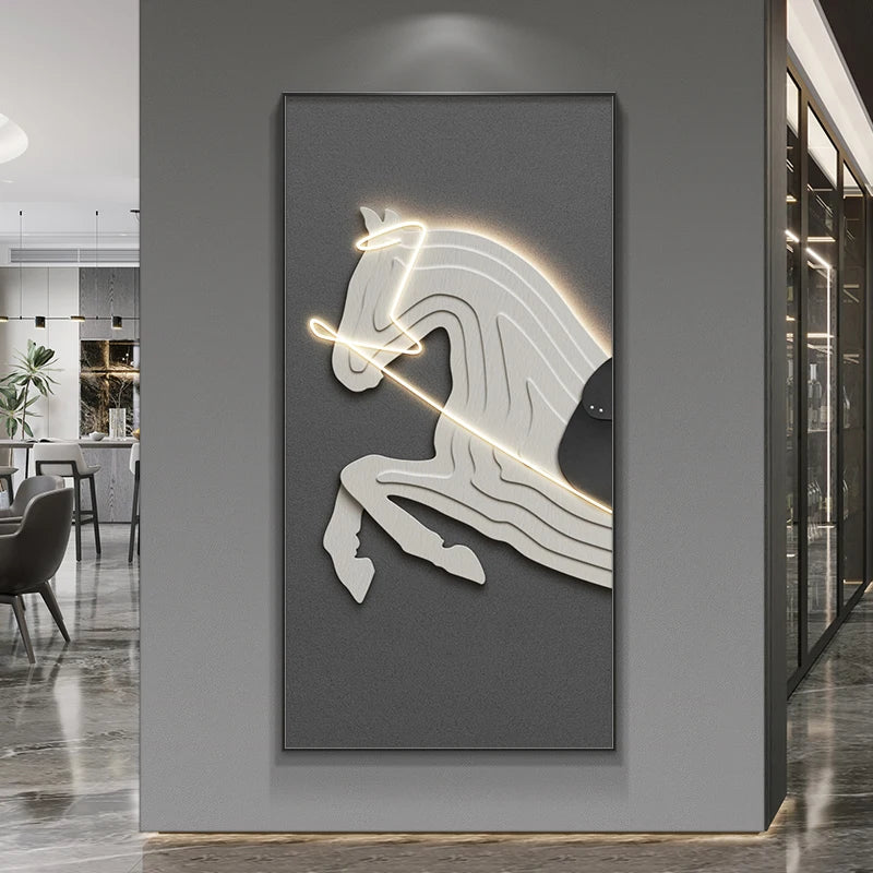 TinyGlow & Co™ Horse Modern LED Wall Lamp - Luxury Crystal Porcelain for Living Room & Hallway