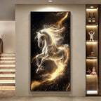 TinyGlow & Co™ Horse LED Wall Lamps - Luxury Mural Light with Gold Border for Living Room & Corridor