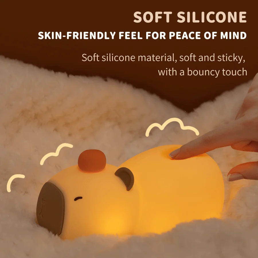Colorful LED Night Light Dog Cat Capibara Silicone Lamp Timing Bedside Nightlight Decor For Kids Boys Birthday Gift Rechargeable