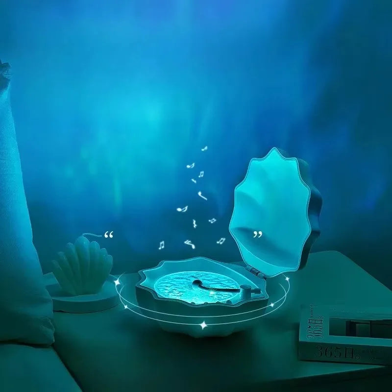 TinyGlow & Co™ Shell Lamp Bluetooth Speaker with Colorful Light Projection & White Noise