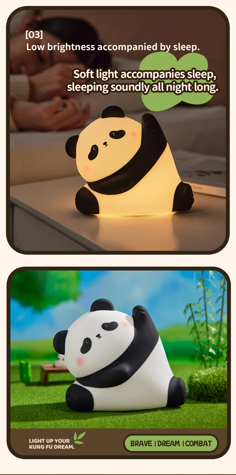 TinyGlow & Co™ Panda LED Night Light – Touch Sensor Silicone Bedside Lamp