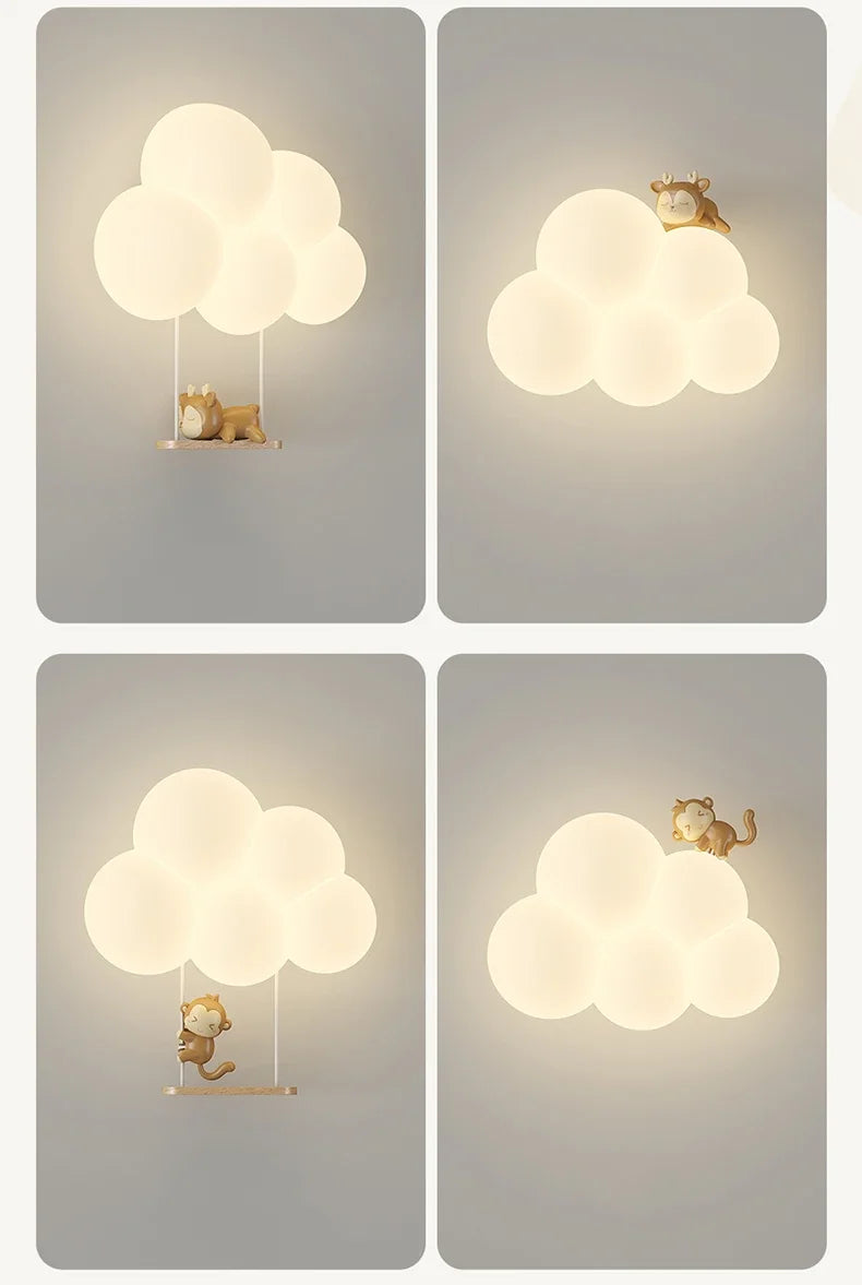 TinyGlow & Co™ Cloud Wall Lamp – Cream Cartoon LED Night Light for Kids