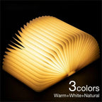 TinyGlow & Co™ Wooden Book Lamp – USB Rechargeable LED Reading Light for Kids
