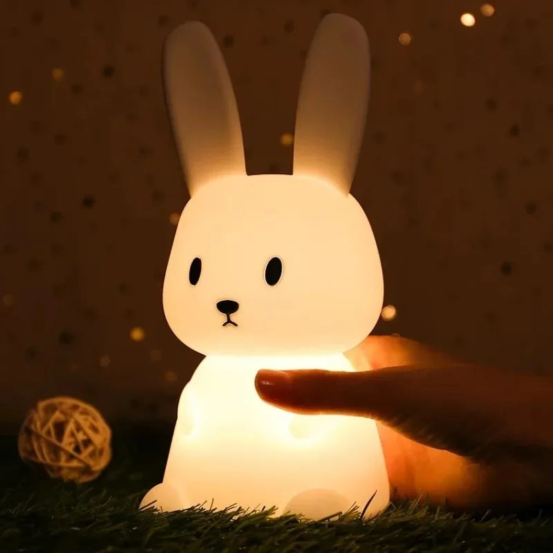TinyGlow & Co™ Rabbit Silicone Night Light – Touch Sensor LED Lamp for Kids