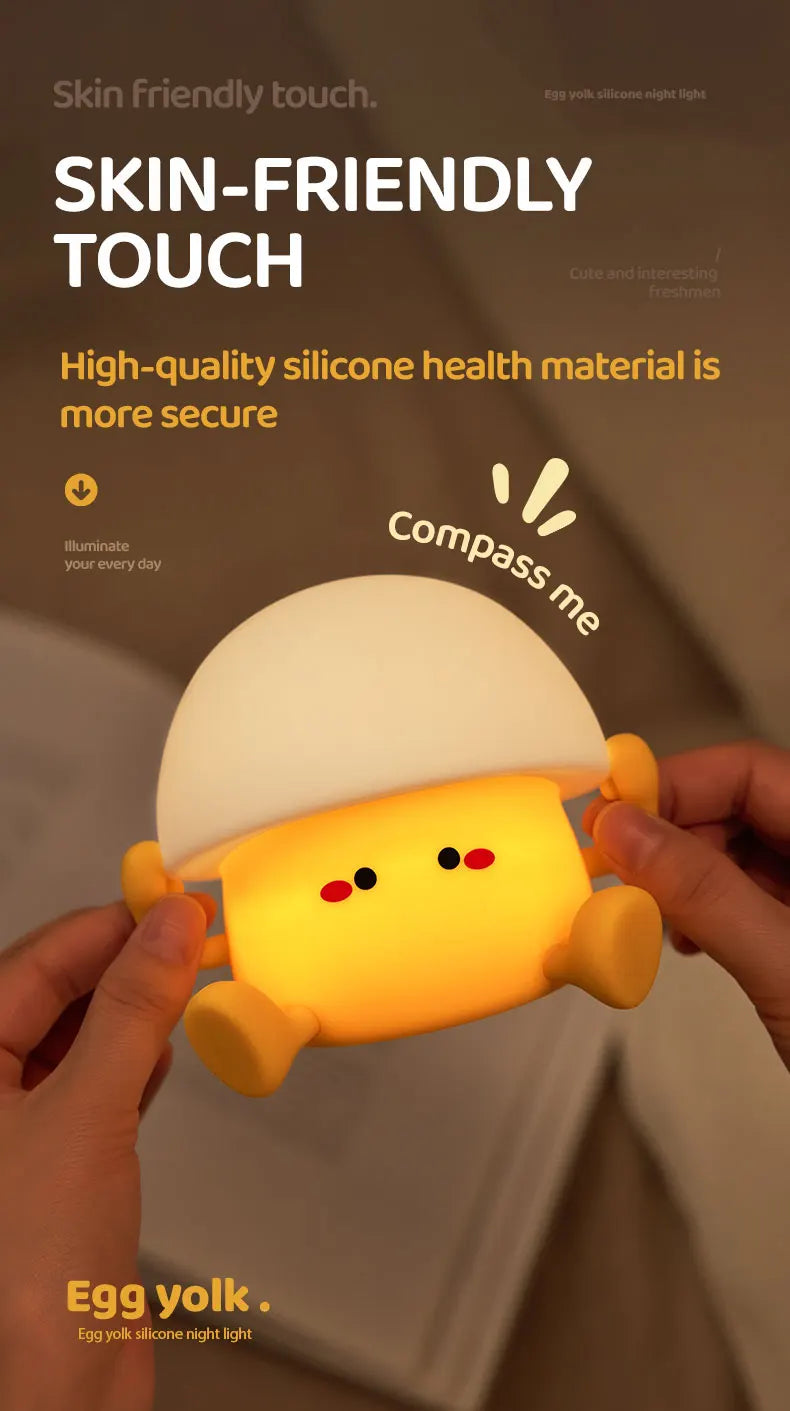 Cute Night Light Egg Yolk Lamp Mushroom Lamp Creative Desktop Decoration USB Charging Indoor Children Night Light Birthday Gift