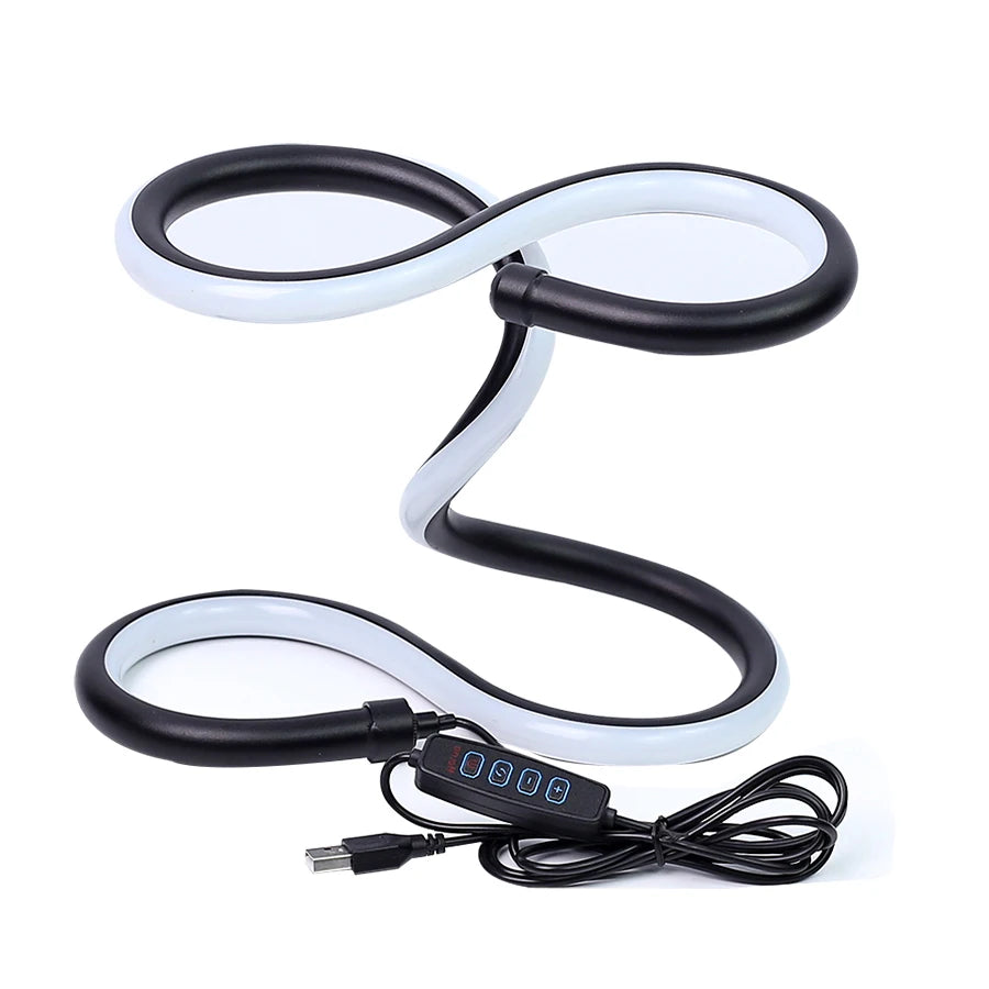 TinyGlow & Co™ Modern Spiral LED Table Lamp – USB Powered RGB Color Changing Desk Light