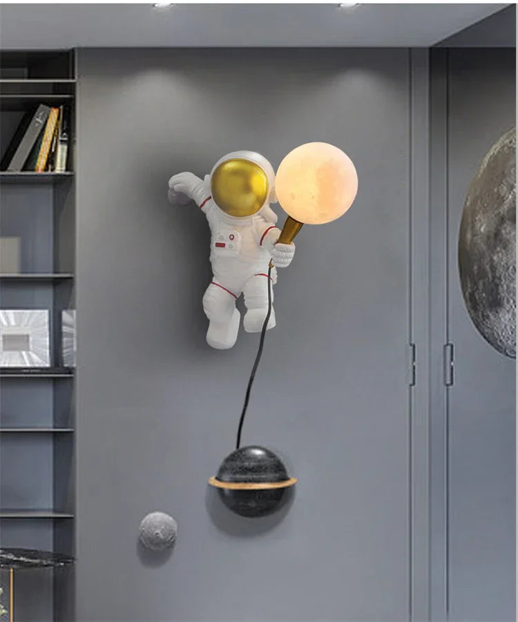 TinyGlow & Co™ Nordic Astronaut Wall Lamp – Creative Cartoon Bedside Light for Kids