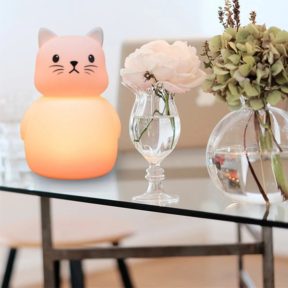 Bear Cat Dog Koala Owl Rabbit LED Night Light Touch Sensor 9 Colors Bedroom Silicone Animal Lamp for Children Kids Baby Gift