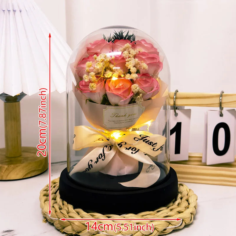TinyGlow & Co™ Eternal LED Rose in Acrylic Dome - Forever Flower Valentine's Gift