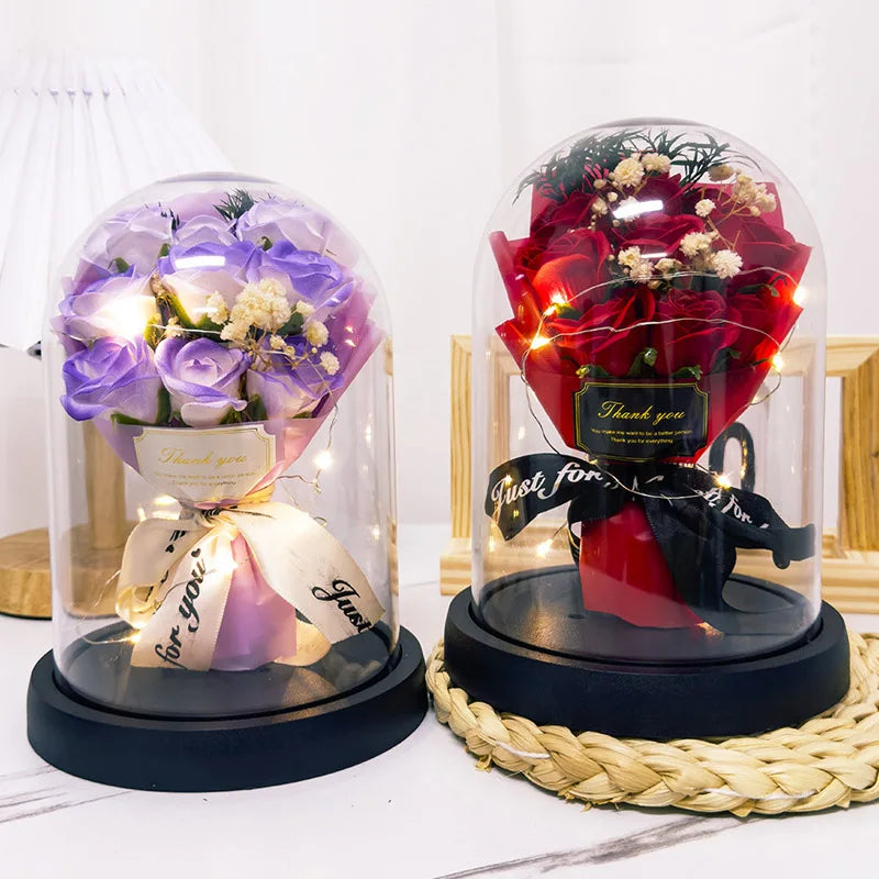 TinyGlow & Co™ Eternal LED Rose in Acrylic Dome - Forever Flower Valentine's Gift