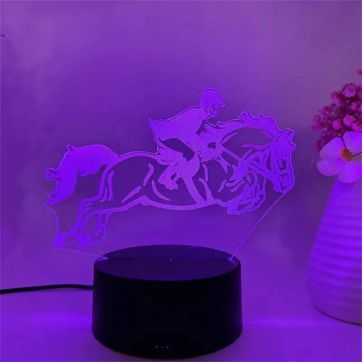 TinyGlow & Co™ 3D Horse Night Light - Optical Illusion Lamp with 7 Color Changing