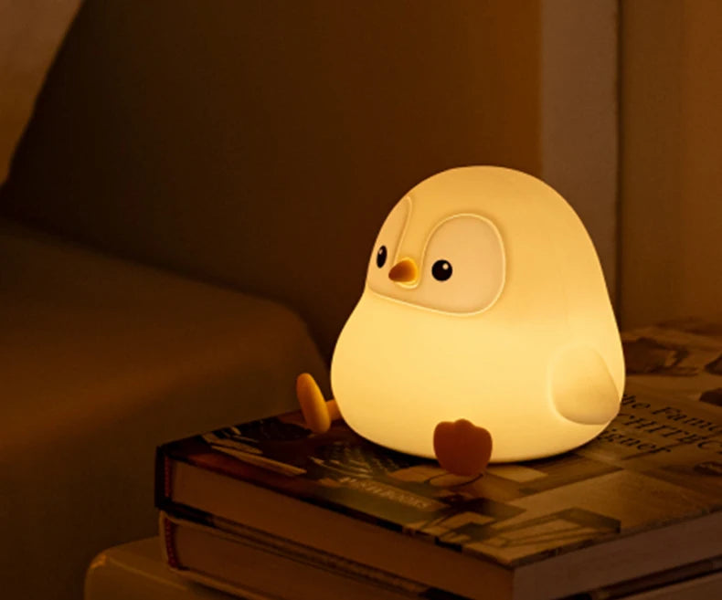 TinyGlow & Co™ Penguin Baby Night Light – Rechargeable Silicone Touch Control Lamp