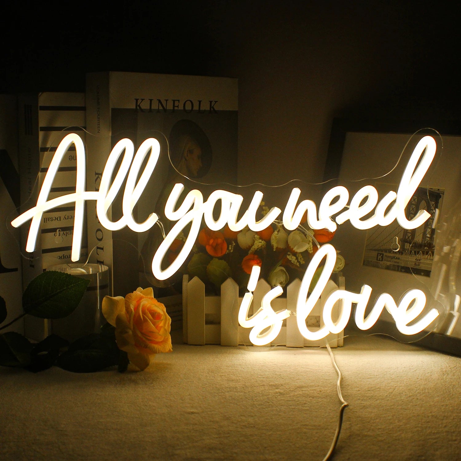 TinyGlow & Co™ All You Need is Love LED Neon Sign - Custom Wall Art Light for Bedroom & Wedding