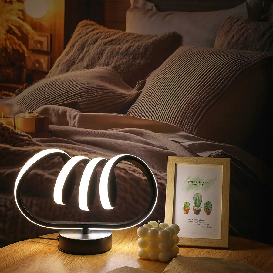 1PC Spiral Tunnel Creative Table Lamp, USB - Three - Color Dimming, Suitable for Various Occasions