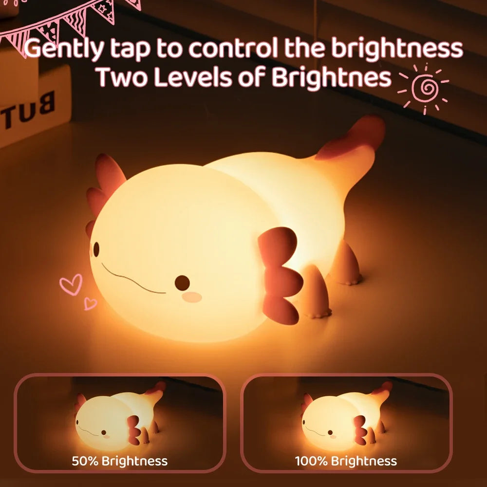 TinyGlow & Co™ Papa Puppy Silicone LED Night Light – Touch Sensor Dog Lamp for Kids