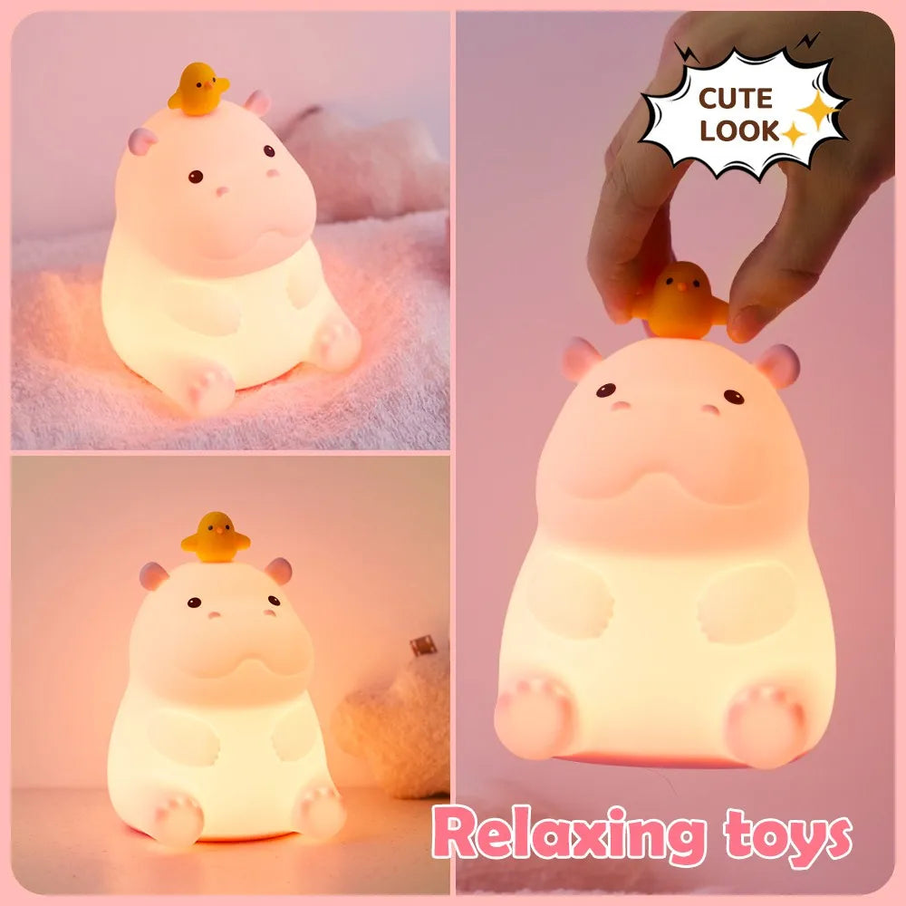 TinyGlow & Co™ Animal Silicone Night Light – Rechargeable Touch Sensor LED Lamp
