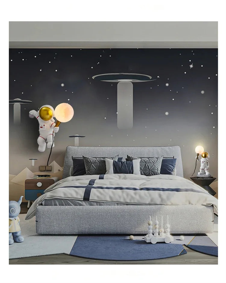 TinyGlow & Co™ Nordic Astronaut Wall Lamp – Creative Cartoon Bedside Light for Kids