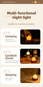 TinyGlow & Co™ Campfire Night Light – White Noise LED Atmosphere Lamp for Kids
