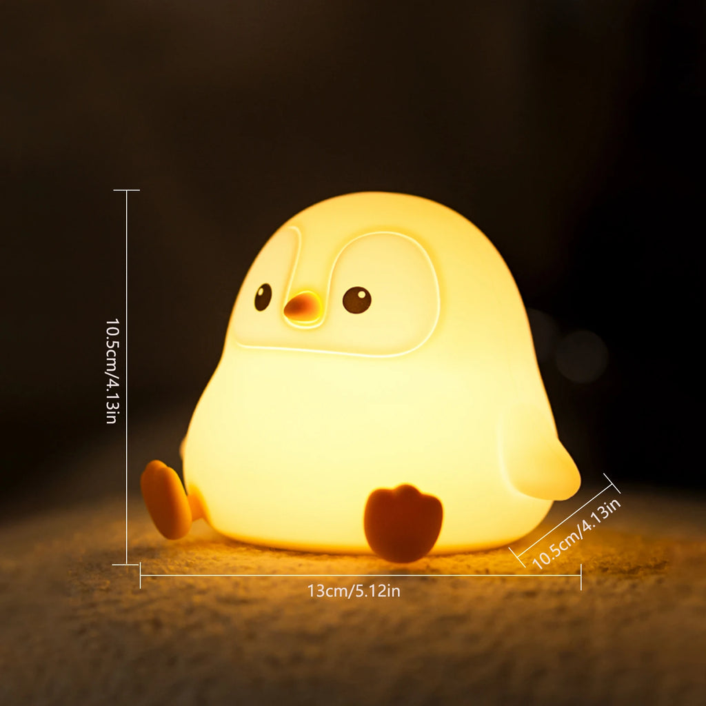 TinyGlow & Co™ Penguin Baby Night Light – Rechargeable Silicone Touch Control Lamp