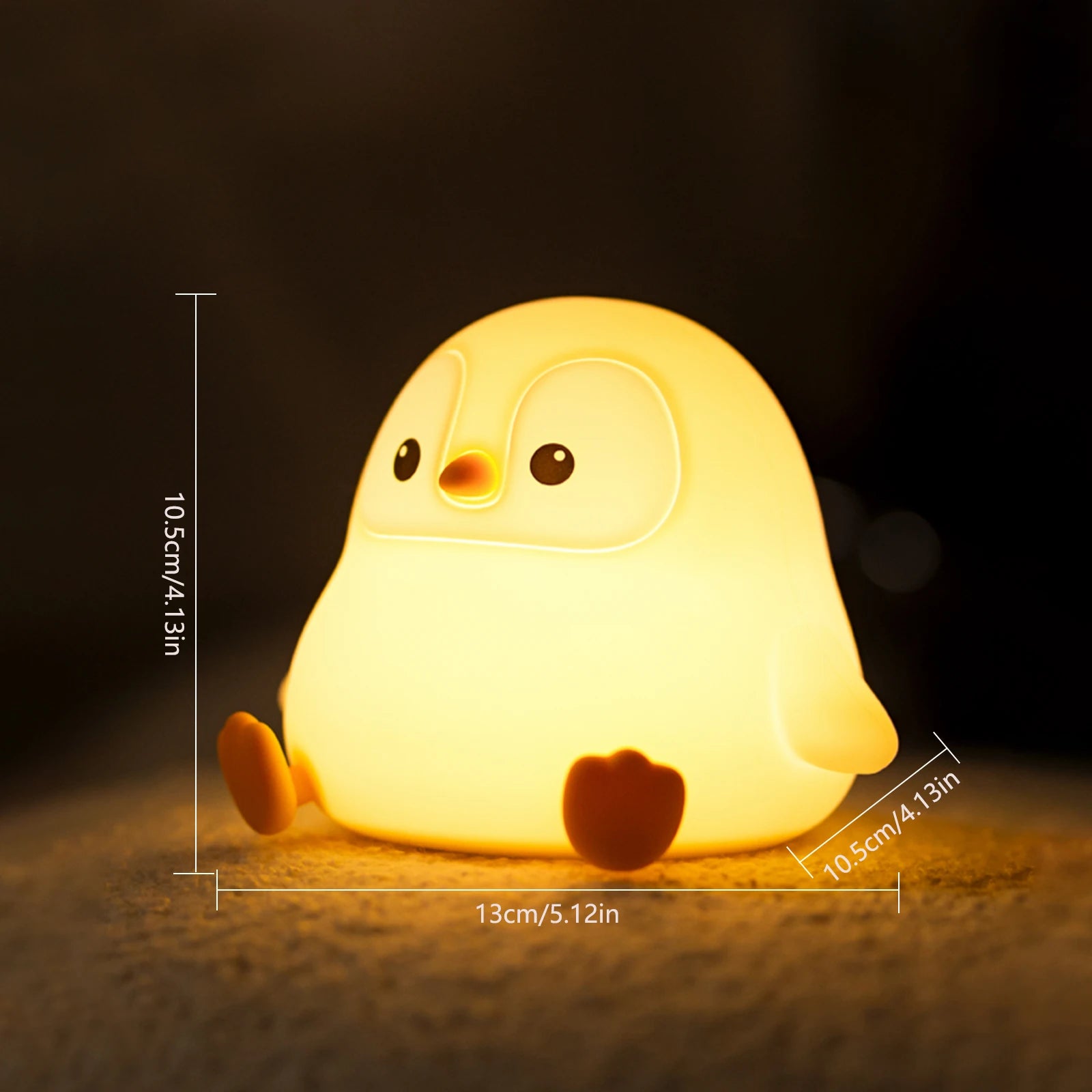 TinyGlow & Co™ Penguin Baby Night Light – Rechargeable Silicone Touch Control Lamp