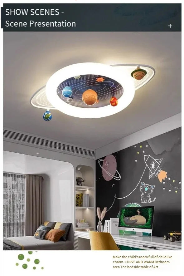 TinyGlow & Co™ Planetary Trajectory LED Ceiling Lamp – Modern Kids Room Light
