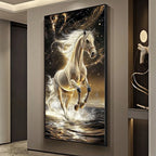 TinyGlow & Co™ Horse LED Wall Lamps - Luxury Mural Light with Gold Border for Living Room & Corridor