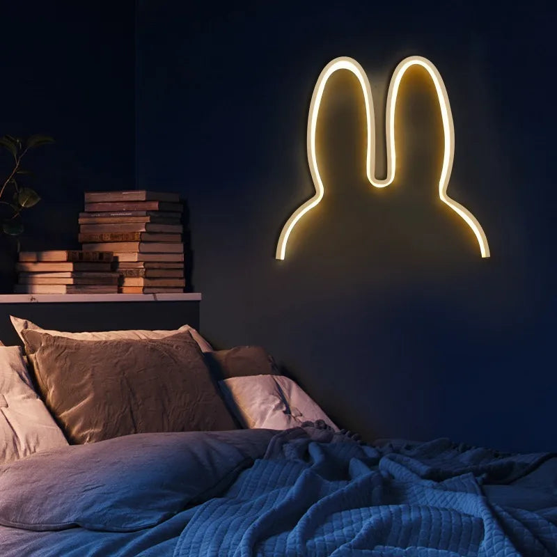 LED Lamp Rabbit Night Lights USB Powered Cute Animal LED Night Lamp Kids Baby Beside Table Lamp Bedroom Nightlight Holiday Gifts