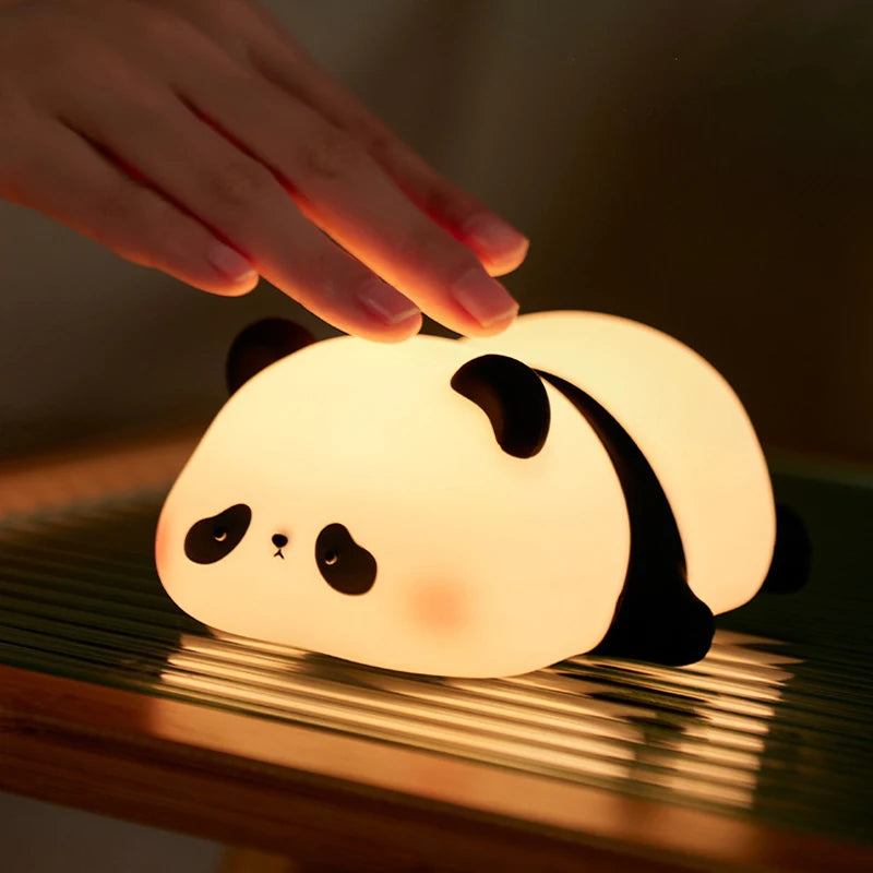 TinyGlow & Co™ Panda LED Night Light – Touch Sensor Silicone Bedside Lamp