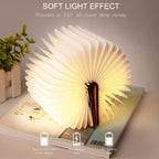 TinyGlow & Co™ Wooden Book Lamp – USB Rechargeable LED Reading Light for Kids