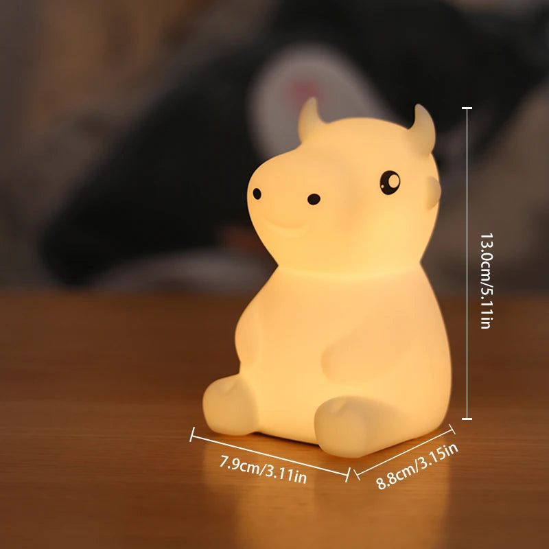 1 Bitable silicone cow creative night light USB light LED light gift toy sleeping lightbedrnight lampoom decoration for children