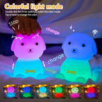 TinyGlow & Co™ Puppy Silicone LED Night Light – Touch Sensor Animal Lamp for Kids