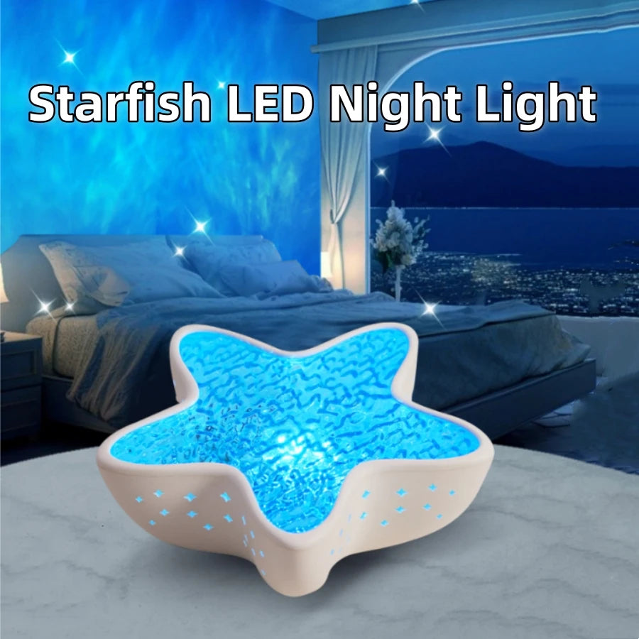 TinyGlow & Co™ Starfish LED Night Light - Ocean Wave Projector Lamp
