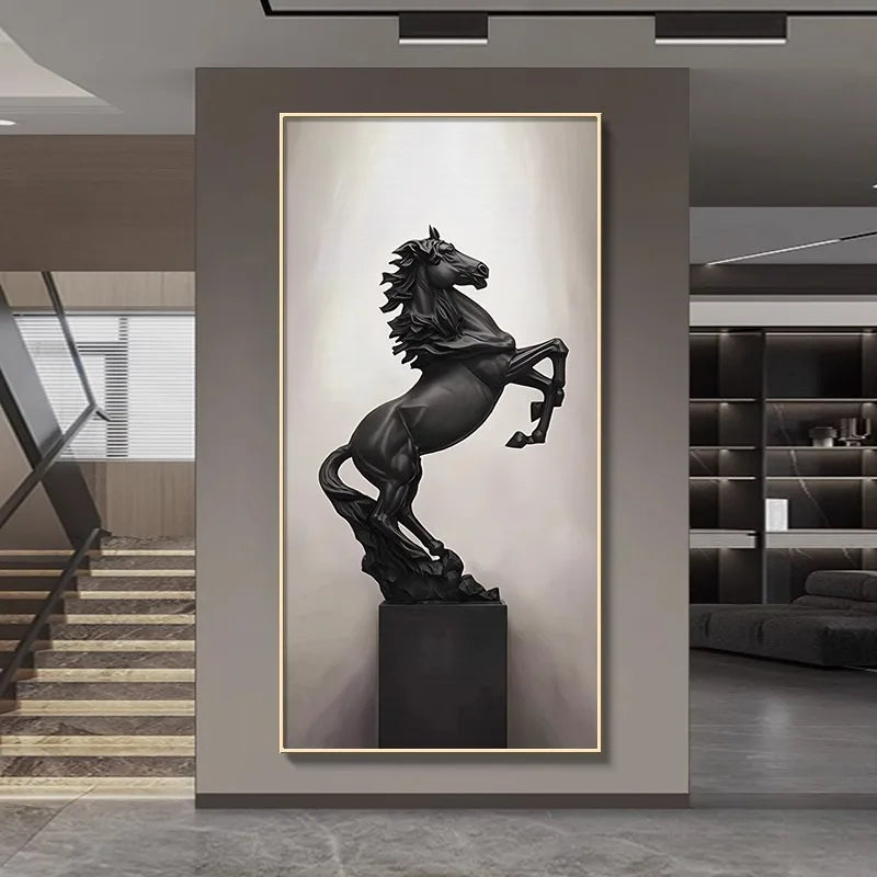 TinyGlow & Co™ Modern Lustre Interior Wall Light - Luxury Horse Painting with Remote Control