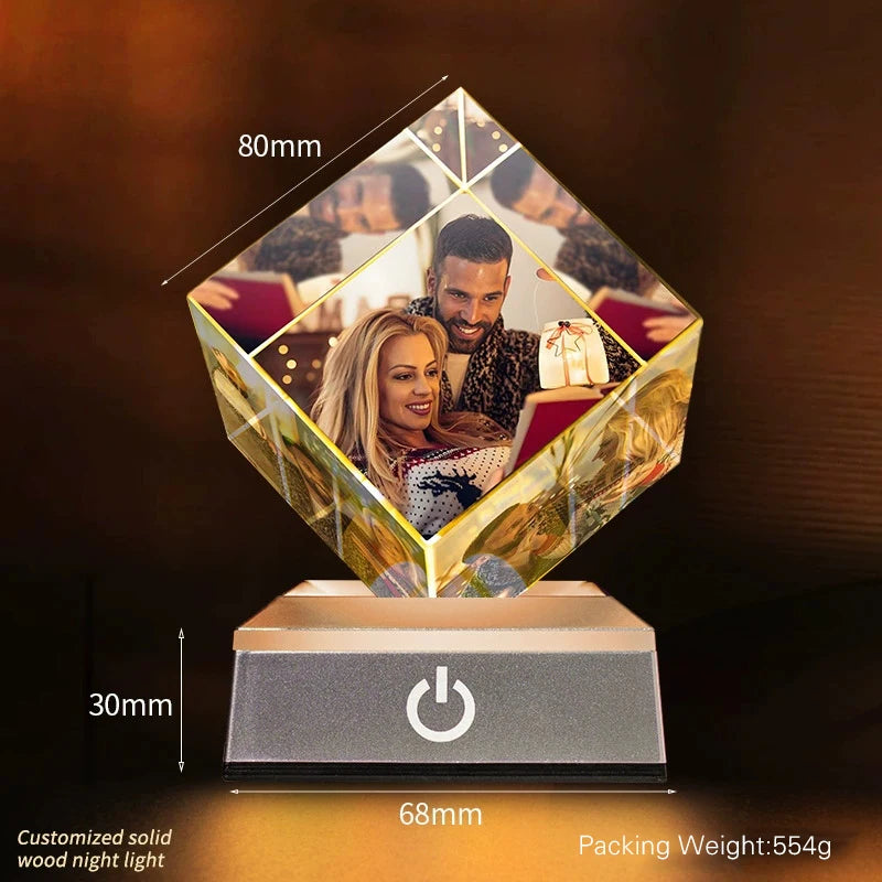 TinyGlow & Co™ Personalized Heart Crystal Photo Gift - Custom Laser Engraved Keepsake