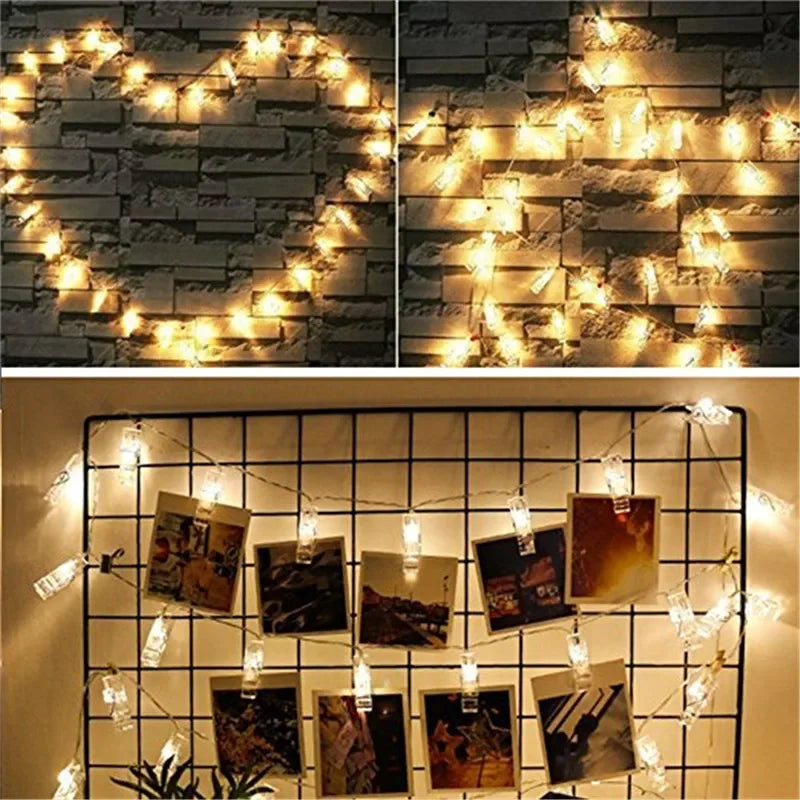 TinyGlow & Co™ LED Photo Clip String Lights - Fairy Garland for Pictures & Cards