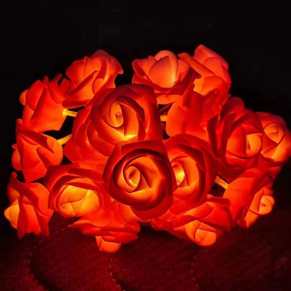 TinyGlow & Co™ Rose Flower LED String Lights - USB/Battery Fairy Lights for Weddings & Parties