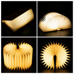 TinyGlow & Co™ Wooden Book Lamp – USB Rechargeable LED Reading Light for Kids