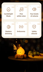 TinyGlow & Co™ Campfire Night Light – White Noise LED Atmosphere Lamp for Kids