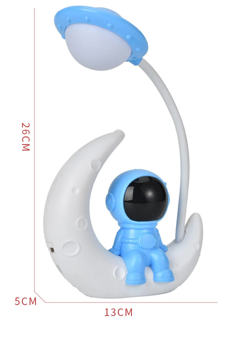 TinyGlow & Co™ Moon Astronaut LED Night Light – Rechargeable Reading Desk Lamp