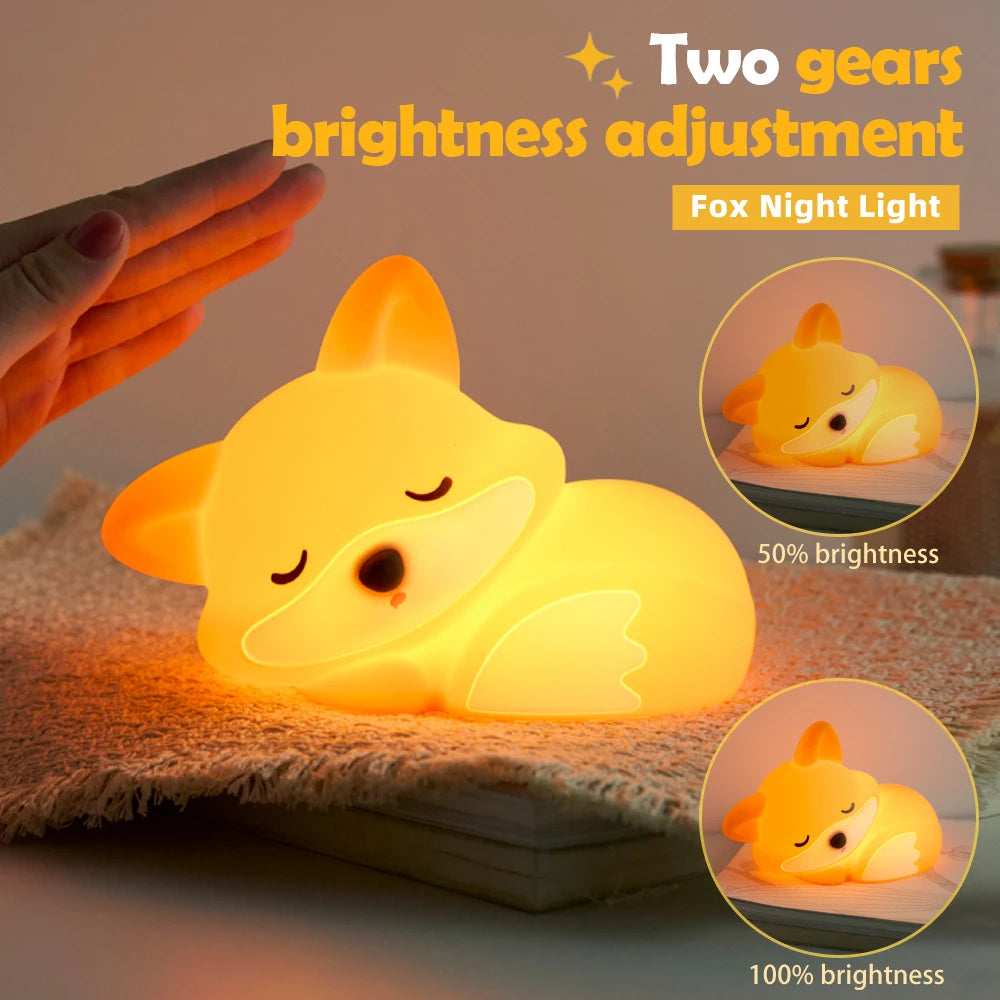 TinyGlow & Co™ Animal Silicone Night Light – Rechargeable Touch Sensor LED Lamp