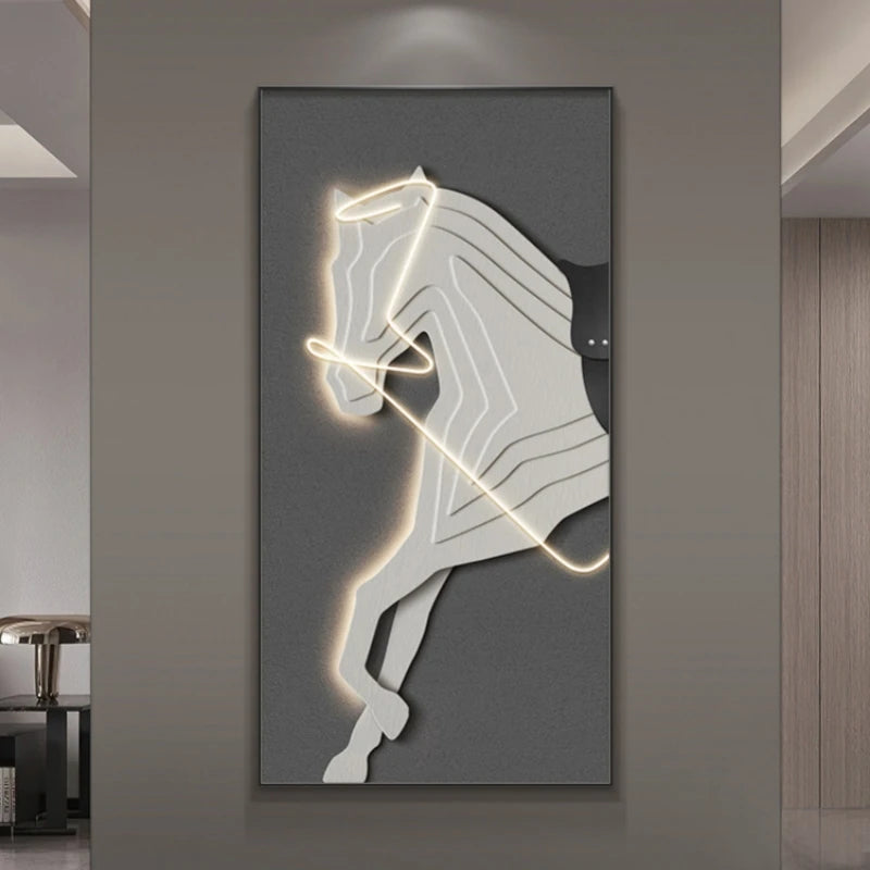 TinyGlow & Co™ Horse Modern LED Wall Lamp - Luxury Crystal Porcelain for Living Room & Hallway