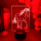 TinyGlow & Co™ Elegant Horse 3D Acrylic Illusion Lamp - 7 Color Nightlight for Cowboy Style Bedroom