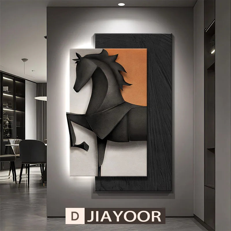TinyGlow & Co™ Horse Entrance LED Wall Lamp - Luxury Mural Light for Hallway & Background Décor