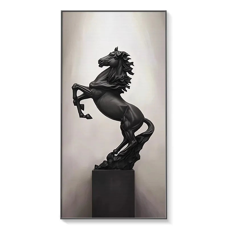 TinyGlow & Co™ Modern Lustre Interior Wall Light - Luxury Horse Painting with Remote Control