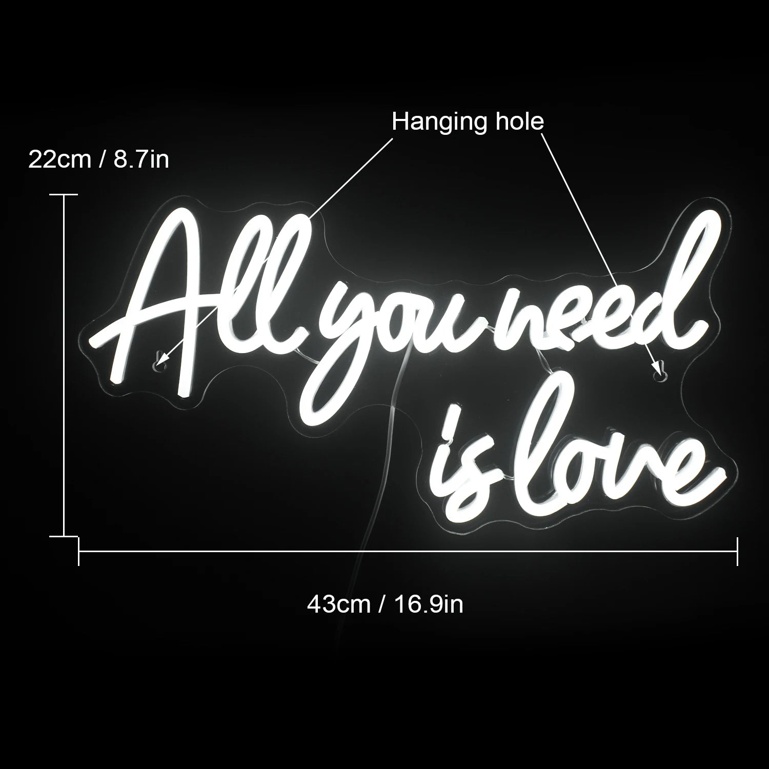 TinyGlow & Co™ All You Need is Love LED Neon Sign - Custom Wall Art Light for Bedroom & Wedding