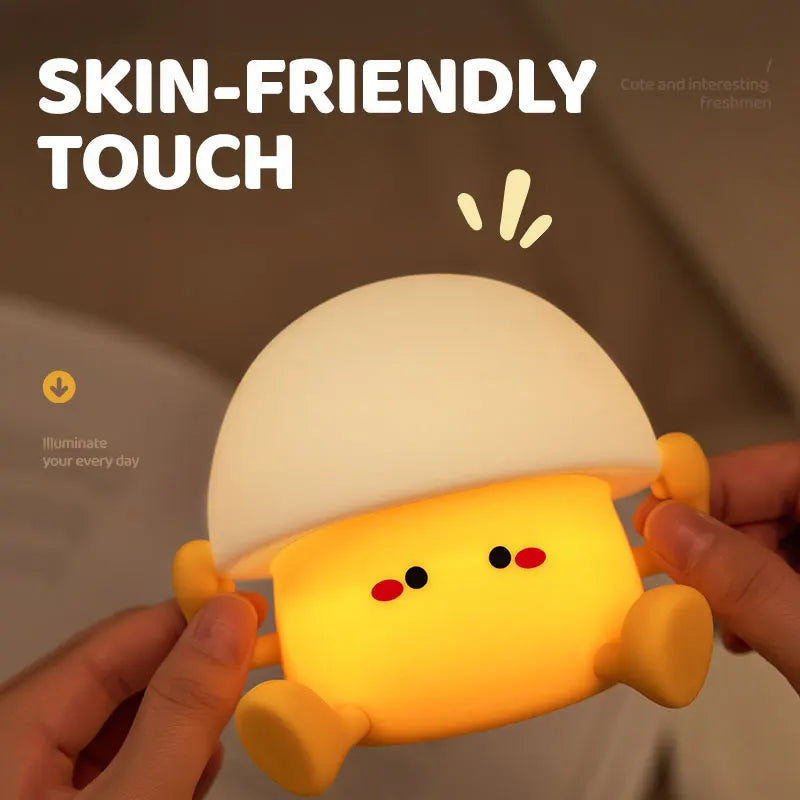 Cute Night Light Egg Yolk Lamp Mushroom Lamp Creative Desktop Decoration USB Charging Indoor Children Night Light Birthday Gift