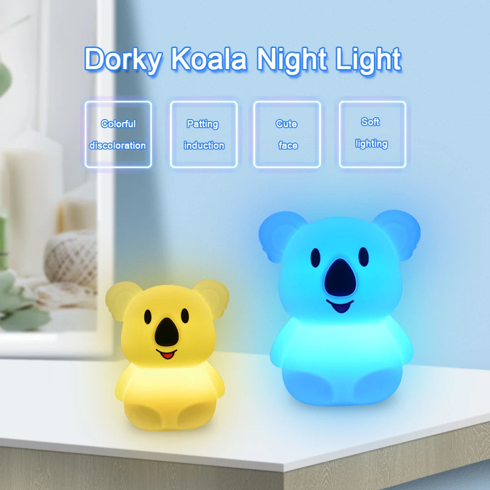 Bear Cat Dog Koala Owl Rabbit LED Night Light Touch Sensor 9 Colors Bedroom Silicone Animal Lamp for Children Kids Baby Gift