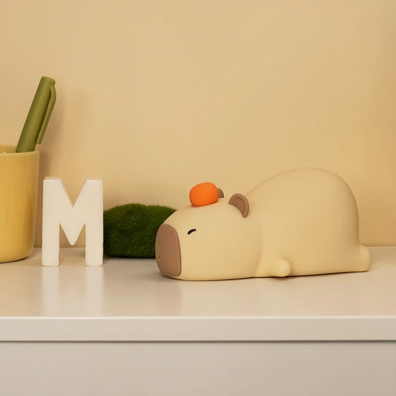 TinyGlow & Co™ Capybara Silicone Night Light – USB Rechargeable LED Cartoon Lamp