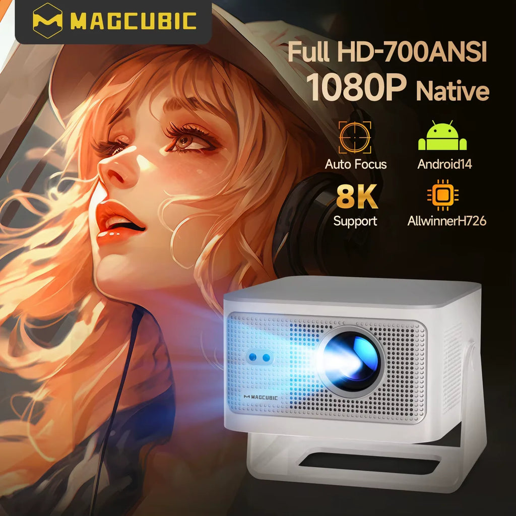 TinyGlow & Co™ MAGCUBIC HY350Max Auto Focus 4K Projector 900ANSI Android 14 WiFi6